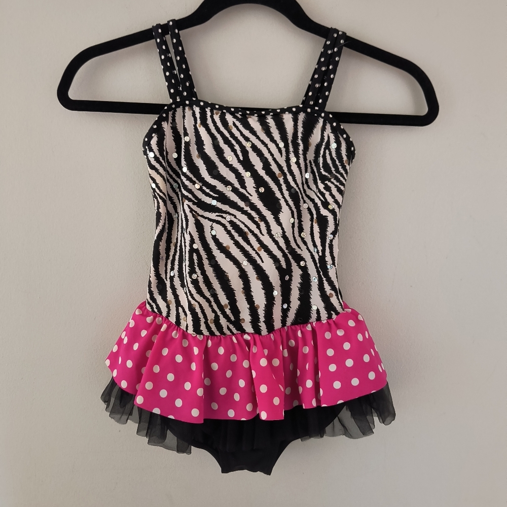 Little Stars Medium Dance Leotard With Tutu White Black Pink